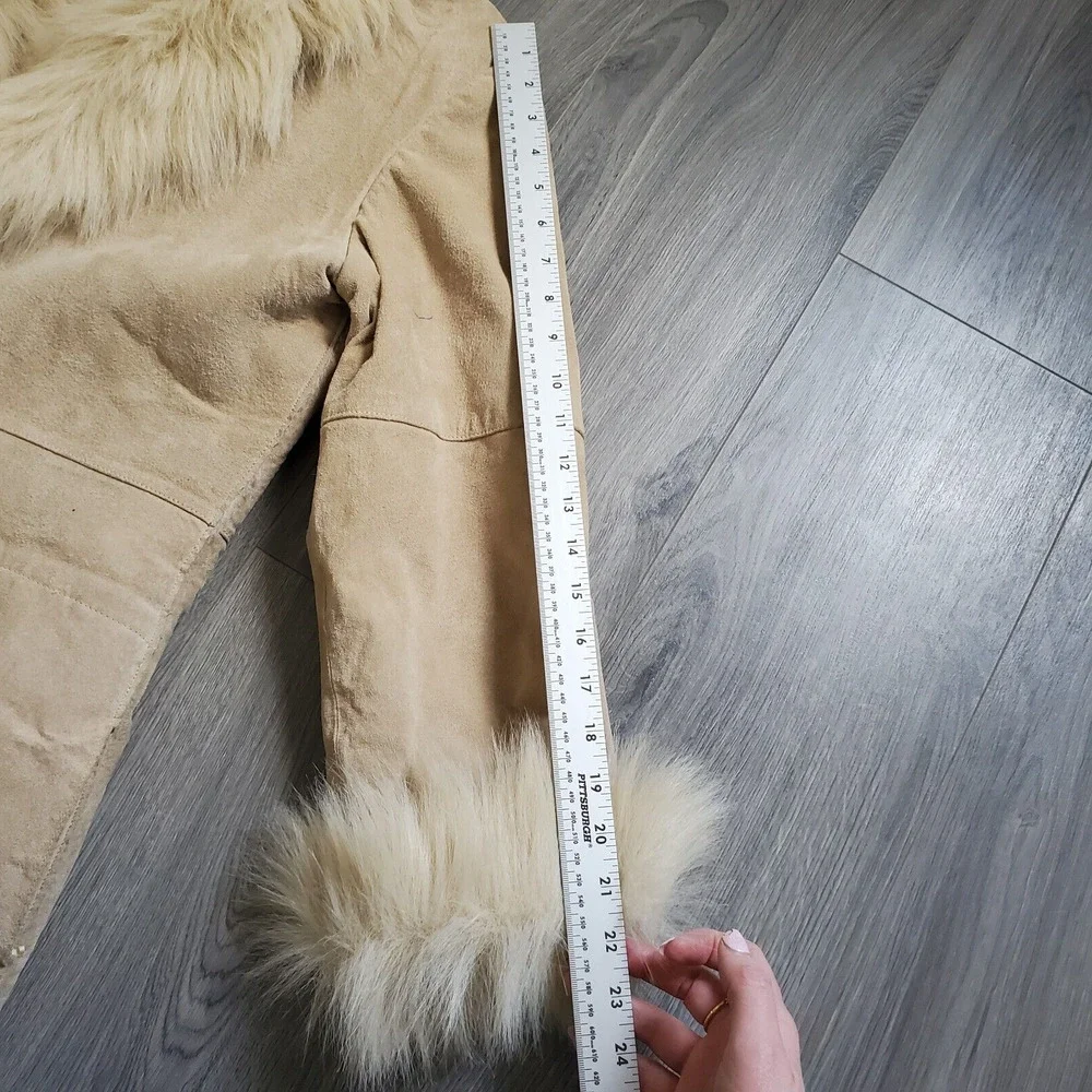 Vintage Penny Lane Coat Women's Large Long Leather Fur Boho Classic 90s Y2K - Picture 8 of 16